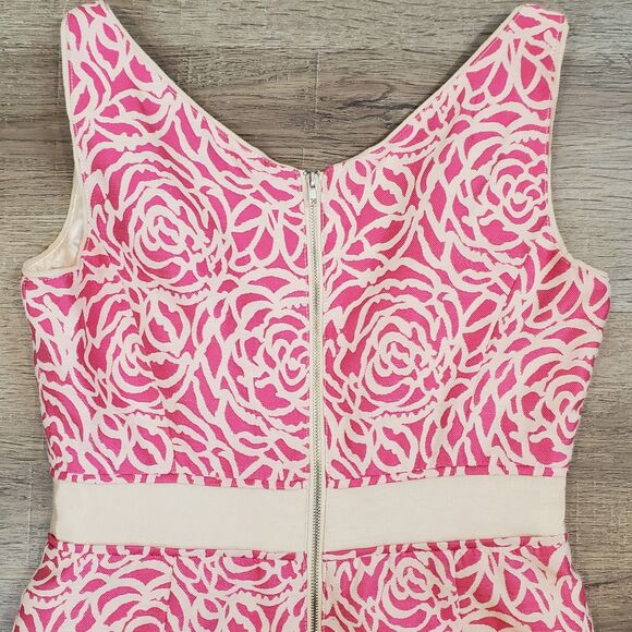 Maggy London Pink Floral Empire Waist Sheath Dress 4 Preppy Career Party Barbie - Picture 9 of 13